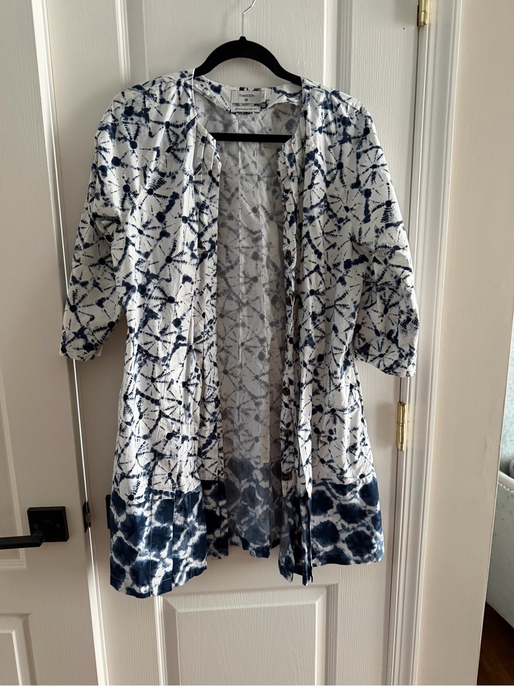 Thakoon White and Navy Tie-Dye Dress